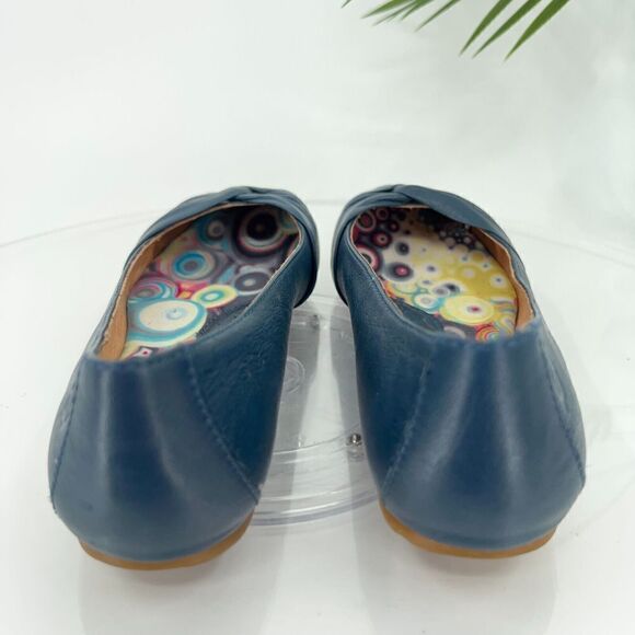 Born Women's Lilly Ballet Flat Size 7 Navy Blue Leather Slip On Knot Bow Shoes - Picture 9 of 13